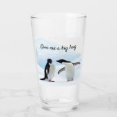 Große Umarmung Pinguin auf Eis-Foto mit Text Glas (Rückseite)