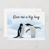 Große Umarmung Pinguin auf Eis Foto mit Text Postkarte (Vorne/Hinten)