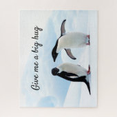 Große Umarmung Pinguin auf Eis-Foto mit Text Puzzle (Vertikal)