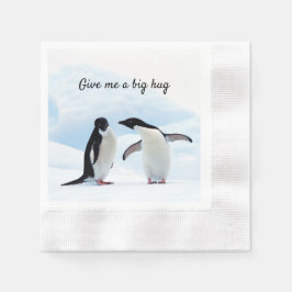 Große Umarmung Pinguin auf Eis-Foto mit Text Serviette