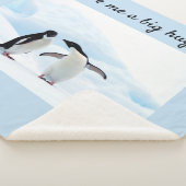 Große Umarmung Pinguin auf Eis-Foto mit Text Sherpadecke (3/4)