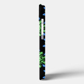 Große und blaue Neon Blume Case-Mate iPhone Gehäus Hülle (Rückseite / Links)