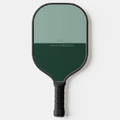 Größe und dunkelgrüne moderne Monogramm Pickleball Schläger (Rückseite)