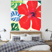 Große und feine rote Hibisken Leinwanddruck (Insitu (Schlafzimmer))