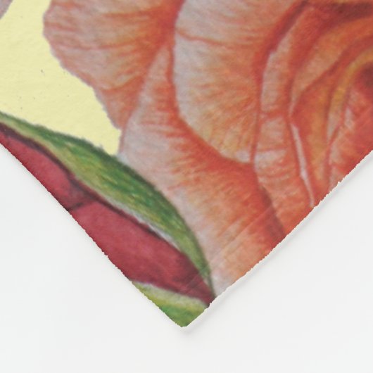 große und fett farbige Blume der Rose Blumenmuster Fleecedecke (Ecke)