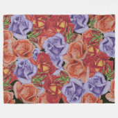 große und fett farbige Blume der Rose Blumenmuster Fleecedecke (Vorderseite (Horizontal))
