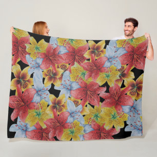 große und fette Blume Blumen Fleecedecke