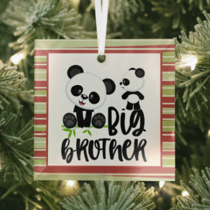 Große und kleine Niedliche Pandas mit großem Broth Ornament Aus Glas
