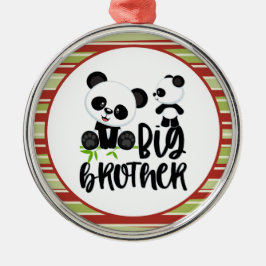 Große und kleine Niedliche Pandas mit großem Broth Ornament Aus Metall