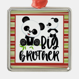 Große und kleine Niedliche Pandas mit großem Broth Ornament Aus Metall