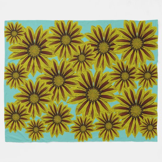 große und kühn gelbe Blumen mit roten Streifen dai Fleecedecke (Vorderseite (Horizontal))