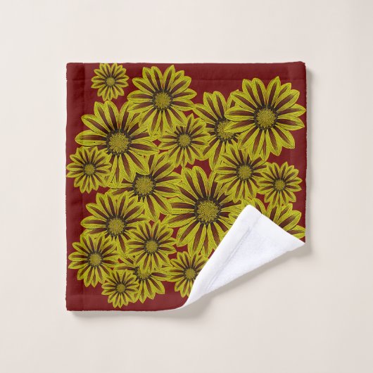 große und kühn gelbe Blumen mit roten Streifen dai Waschlappen (Waschlappen)