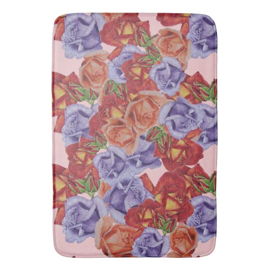 große und kühne farbenfrohe Rose Badematte (Vorderseite Vertikal)