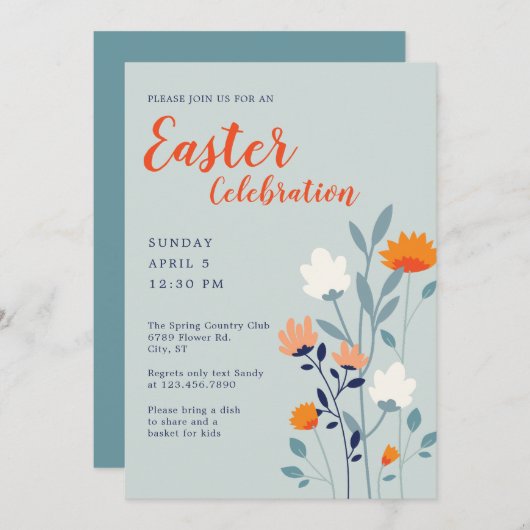 Große und kühne moderne Ostern Einladung (Vorne/Hinten)