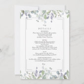 Größe und Lilac-Blüte in einer Hochzeit Einladung (Rückseite)