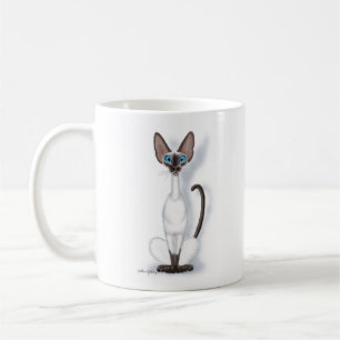 Große und schräge Siamkatzen-Cartoon Kaffeetasse