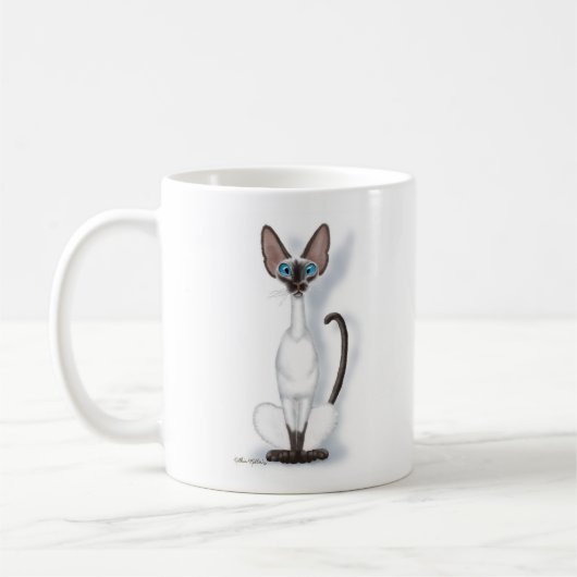 Große und schräge Siamkatzen-Cartoon Kaffeetasse (Links)