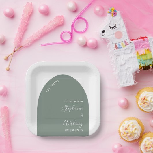 Große und weiße Bogenhochzeit Pappteller (Party)