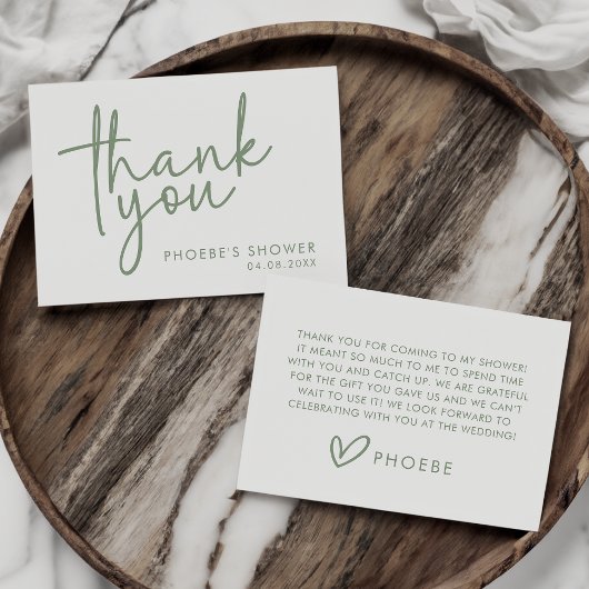 Größe und weiße Minimal-Script-Brautparty Dankeskarte