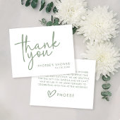 Größe und weiße Minimal-Script-Brautparty Dankeskarte