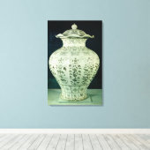 Große Vase "Kuoan" mit blauen Blumen Leinwanddruck (Insitu (Holzboden))