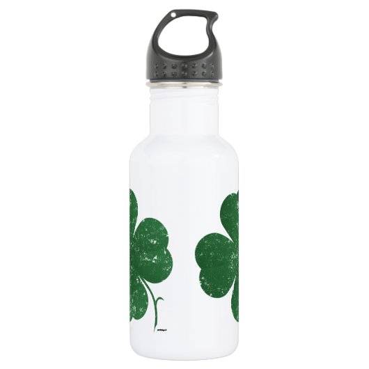 Große Vierblättriges Kleeblatt - Vintager Stil Trinkflasche (Vorderseite)