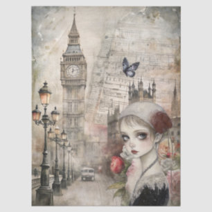 Große Viktorianische Gothic Girl & Floral London S Seidenpapier