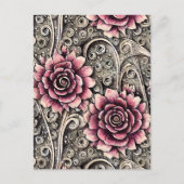 Große Vintag gotisch-rosa Blume Postkarte (Vorderseite)