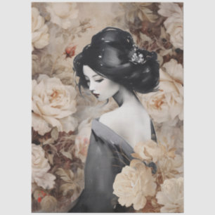 Große, Vintag Inspiriert Elegante asiatische Lady Seidenpapier