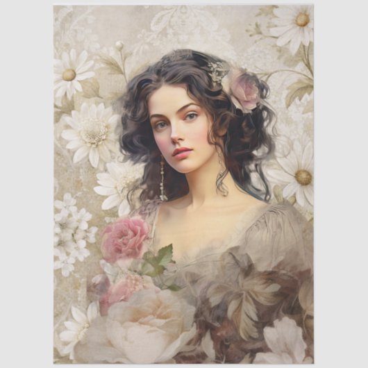 Große Vintag Inspirierte Viktorianische Era Lady & Seidenpapier (Vorderseite)