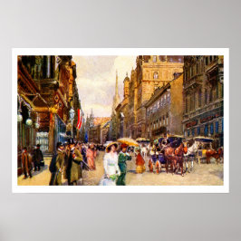 Große Vintage Belle Epoque Szene Wien Österreich Poster