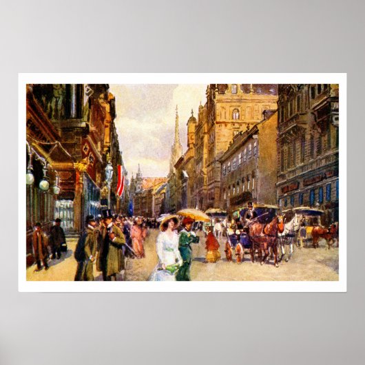 Große Vintage Belle Epoque Szene Wien Österreich Poster (Vorne)
