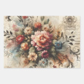 Große Vintage-Blumen-Möbel-Decoupage Geschenkpapier Set (Vorderseite)