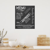 Große Vintage Chalkboard Look Hochzeitmenü Poster (Küche)