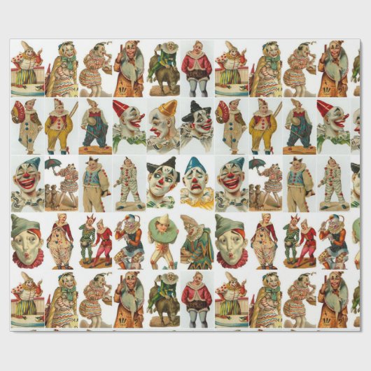 Große Vintage Clowns Geschenkpapier (Flach)