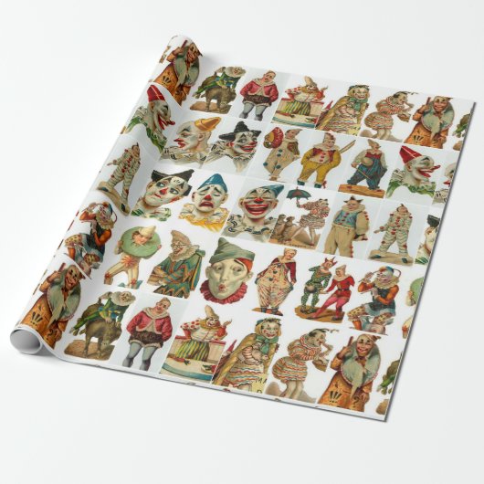 Große Vintage Clowns Geschenkpapier (Ungerollt)