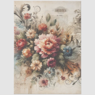 Große Vintage Inspirierte Blumendekoupage Seidenpapier