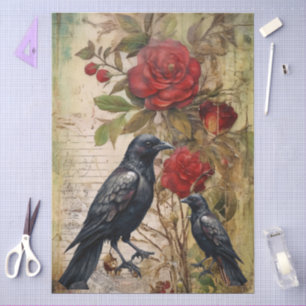 Große Vintage Inspirierte Elegante Rote Rosen & Ra Seidenpapier