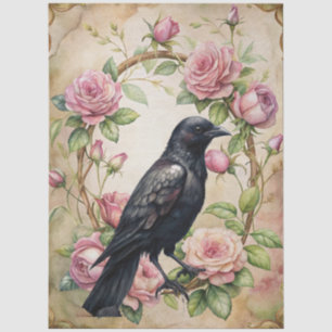 Große, Vintage, Inspirierte Rosa- und Ravendekoupa Seidenpapier