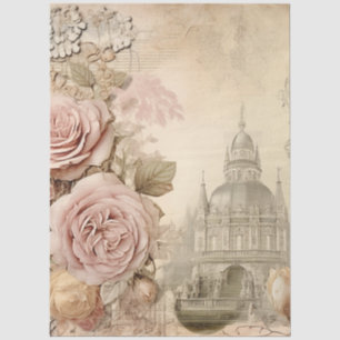 Große Vintage Inspirierte Rosen und Gebäude Seidenpapier