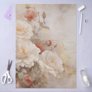 Große Vintage Inspirierte Rosen und Weiße Rosen Seidenpapier