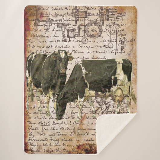 Große Vintage Kuh Sherpadecke (Vorderseite)