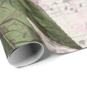 Große Vintage rosa Blume mit Musik Geschenkpapier (Rolleneckpunkt)