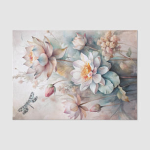 Große Vintage-Rosa Pfingstrosen mit Libelle Seidenpapier