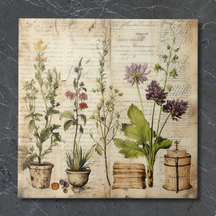 Große Vintage Wasserfarbe Natürliche Wildblume Fliese