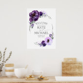 Große violette Blüten - Empfang Poster (Küche)