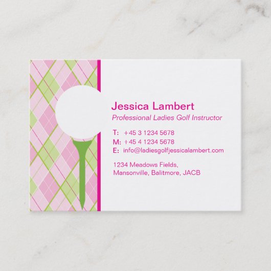 Große Visitenkarten des Damengolf-Lehrers Visitenkarte (Vorderseite)