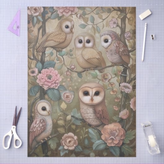 Große Wälder Florals & Owls Dekoupage Seidenpapier (Basteln)