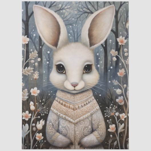 Große Waldkaninchen & Florals Dekoupage Seidenpapier (Vorderseite)
