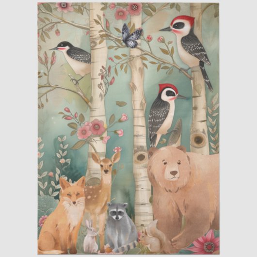 Große Waldtiere Decoupage Seidenpapier (Vorderseite)